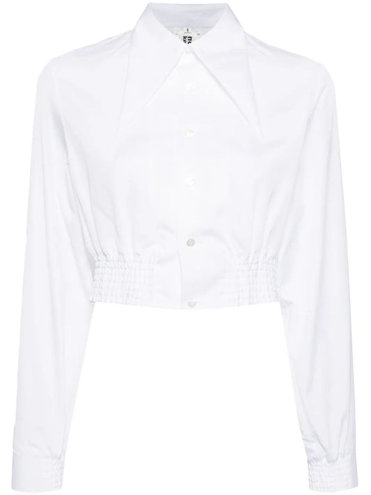 Oversized-Collar Cropped Shirt