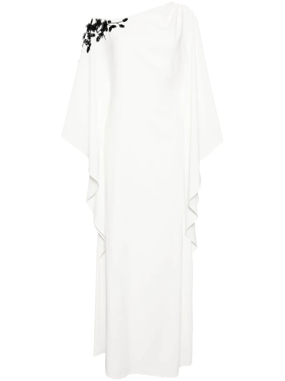 Floral-Embroidered Draped Dress