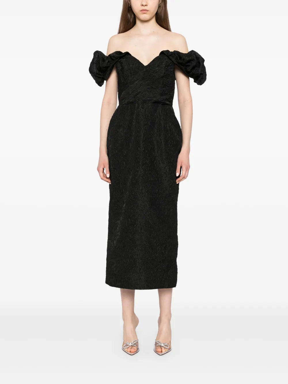 Floral Cloque Midi Dress