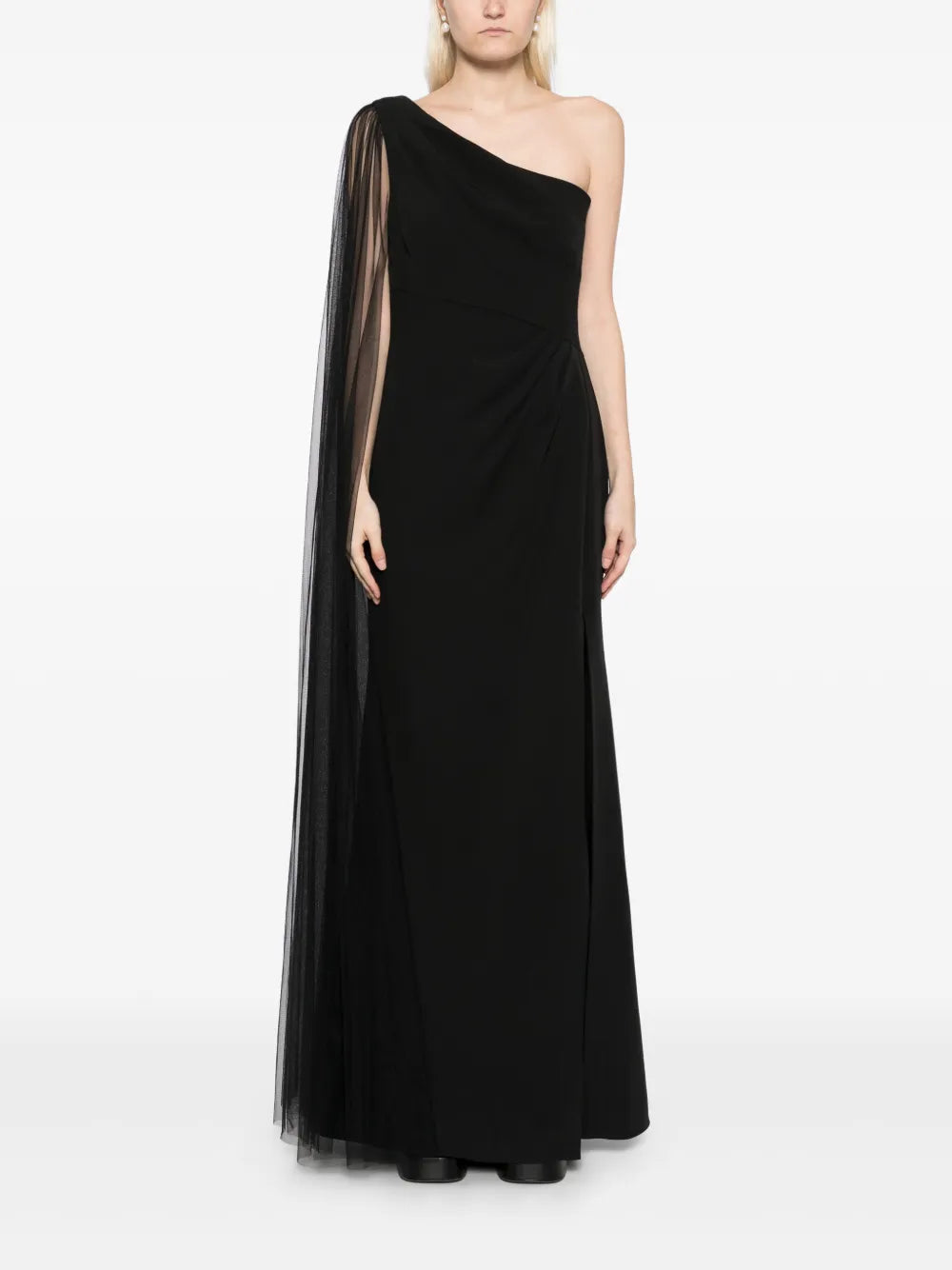 One-Shoulder Cape Gown