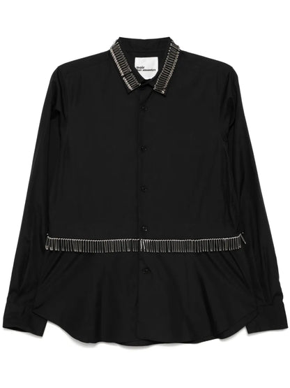 Safety Pin Embellishment Long-Sleeves Shirt