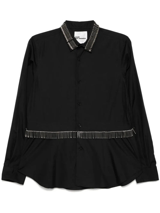 Safety Pin Embellishment Long-Sleeves Shirt