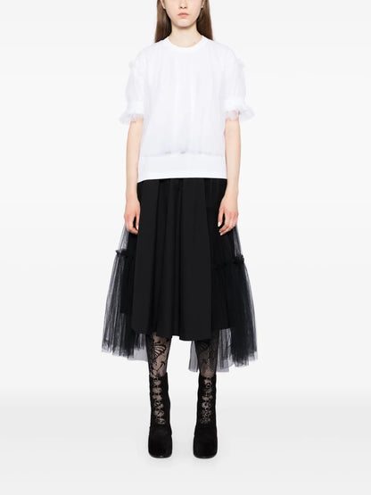 Tulle-Sleeved T-Shirt