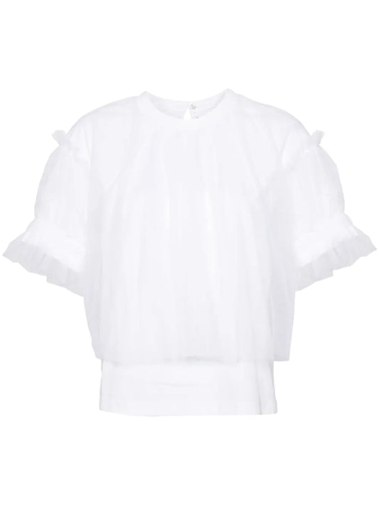 Tulle-Sleeved T-Shirt