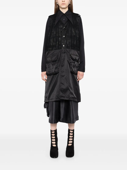 Tulle-Panel Sleeveless Coat