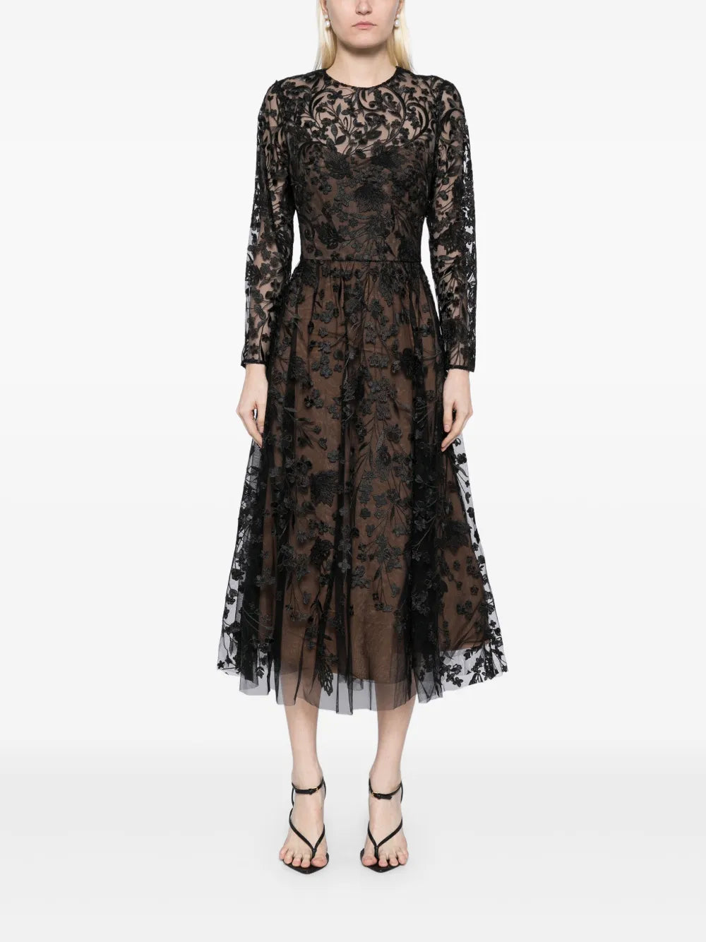 Floral Embroidery Midi Dress