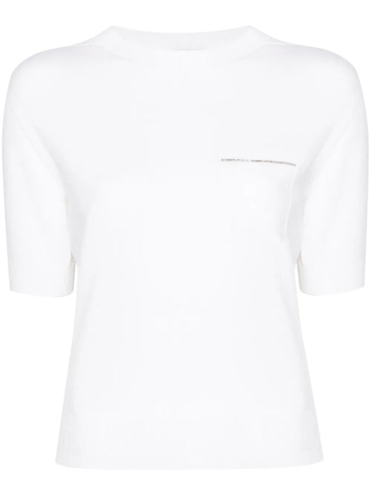 Bead-Embellished Knitted Top