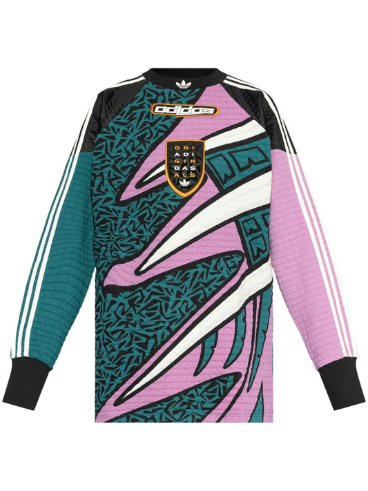 Graphic-Pattern Long-Sleeve Football Top