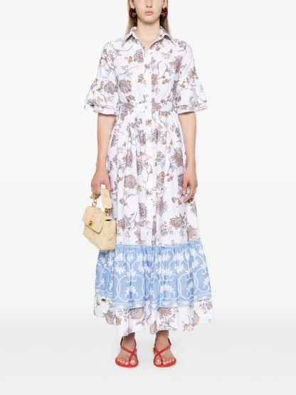 Floral-Print Maxi Shirt Dress