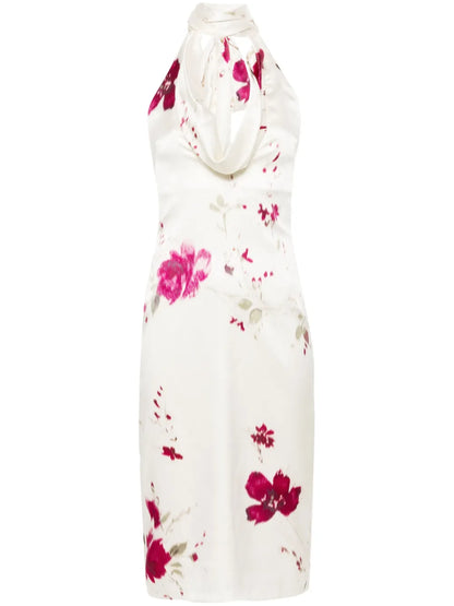 Halterneck Floral Midi Dress