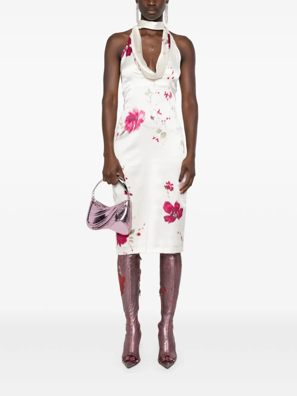 Halterneck Floral Midi Dress
