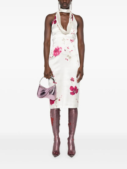 Halterneck Floral Midi Dress