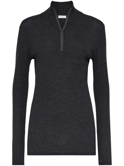 Ribbed-Knit Wool-Blend Top