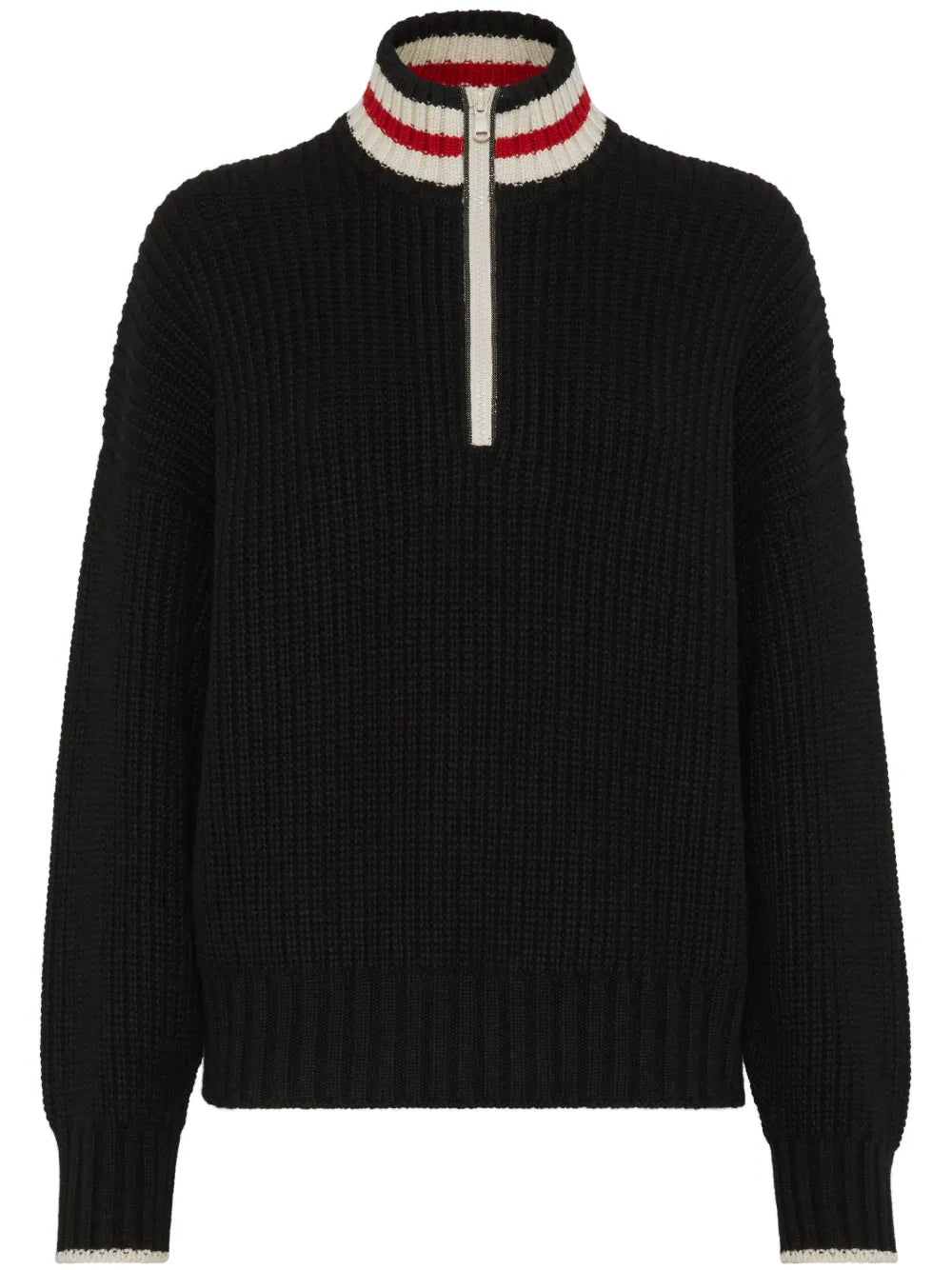Striped Ribbed Knit Cashmere Sweater