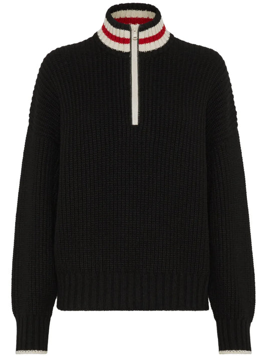 Striped Ribbed Knit Cashmere Sweater