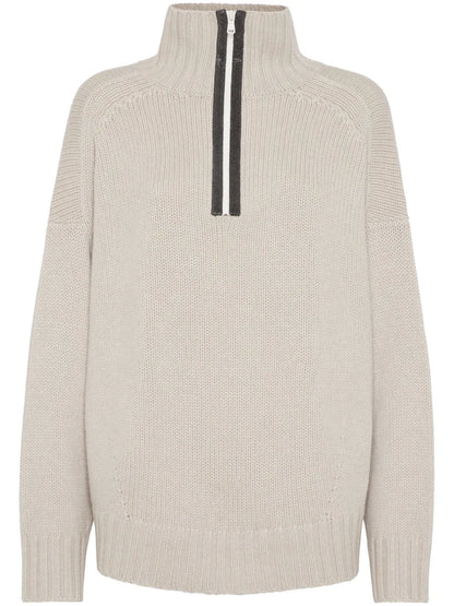 High-Neck Knitted Cashmere Jumper