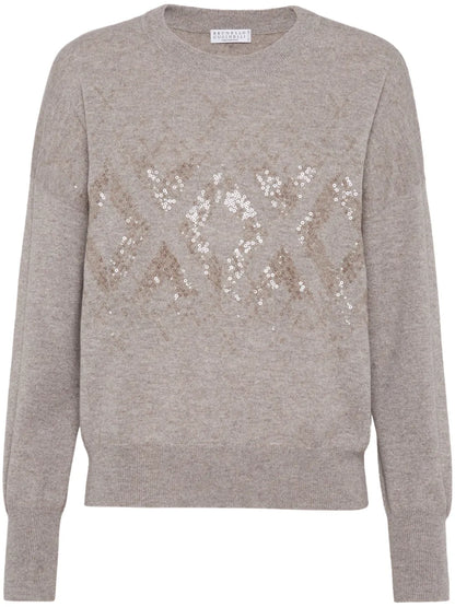 Sequin-Embellished Knitted Jumper