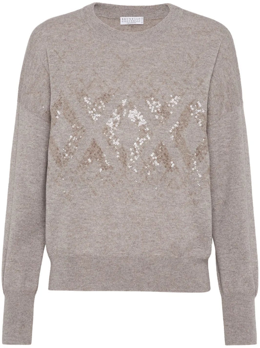 Sequin-Embellished Knitted Jumper