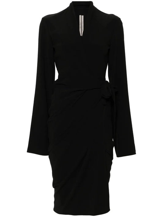 Tie-Fastening Crepe Wrap Dress