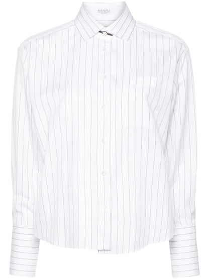 Pinstriped Monili-Chain Shirt