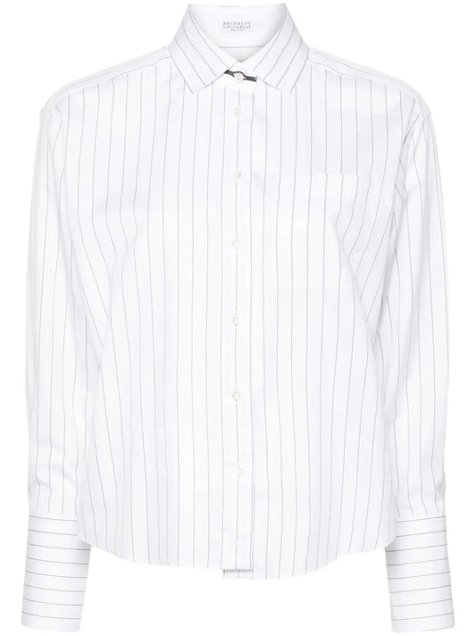 Pinstriped Monili-Chain Shirt