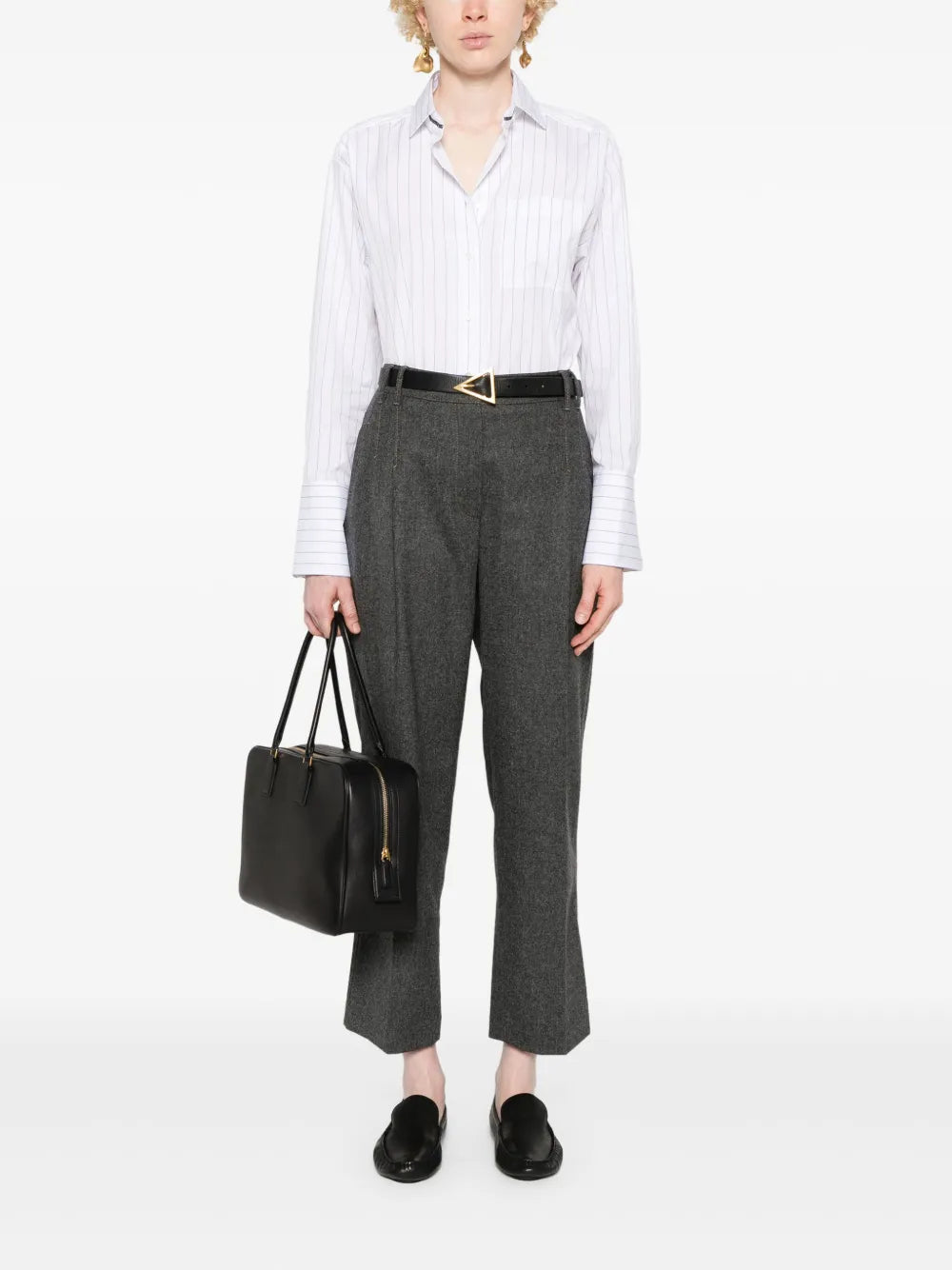 Pinstriped Monili-Chain Shirt