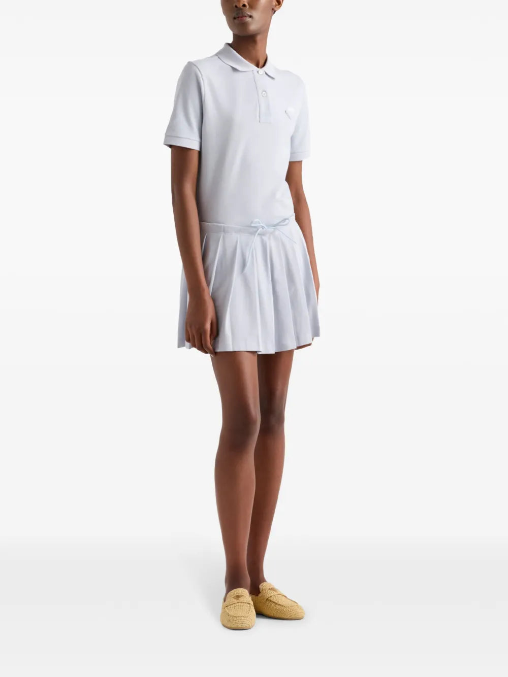 Piqué Pleated Mini-Skirt