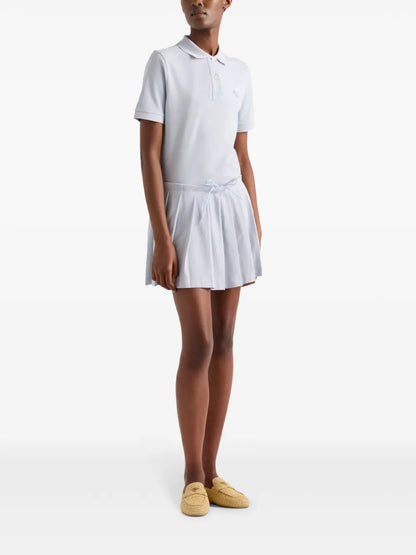 Piqué Pleated Mini-Skirt