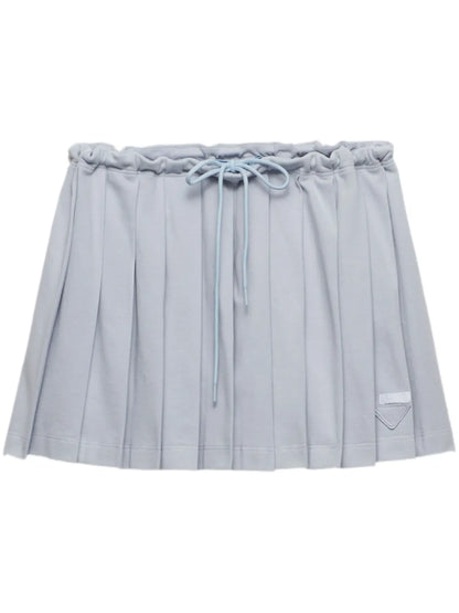 Piqué Pleated Mini-Skirt