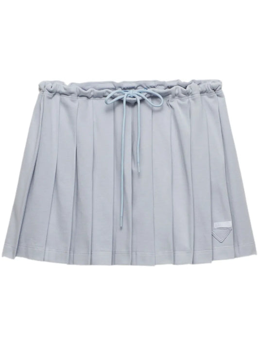 Piqué Pleated Mini-Skirt
