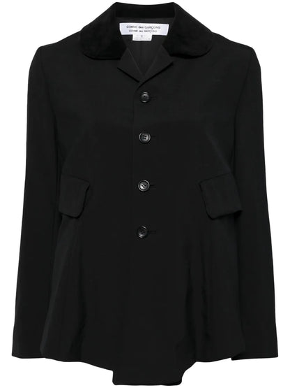 Cotton-Wool Blend Button-Up Blazer