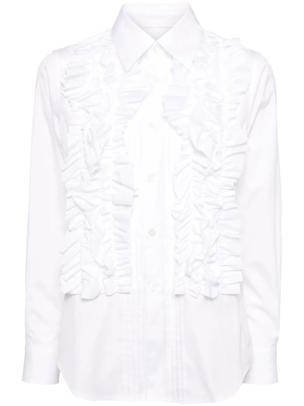 Ruffle-Trimmed Pleated Shirt