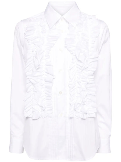 Ruffle-Trimmed Pleated Shirt