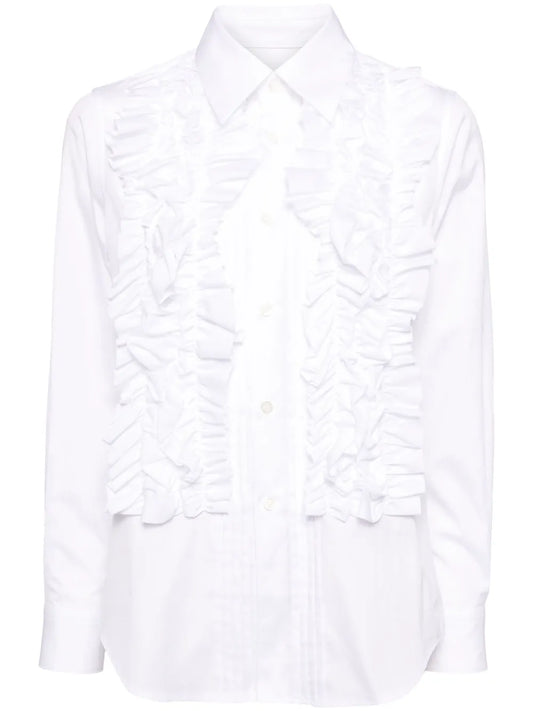 Ruffle-Trimmed Pleated Shirt