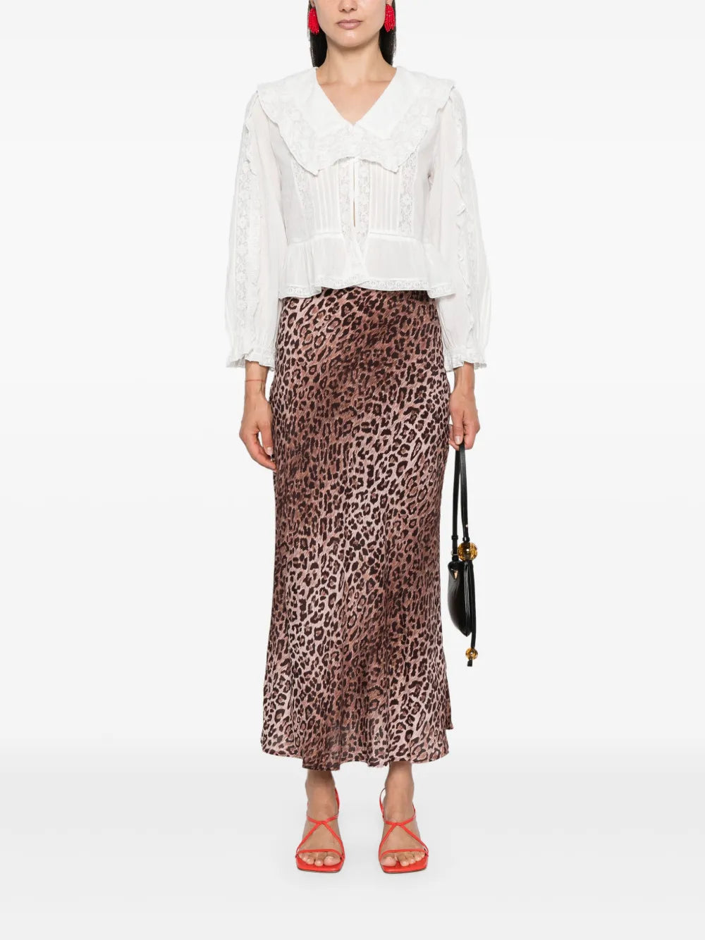 Kelly Leopard-Print Silk Midi Skirt