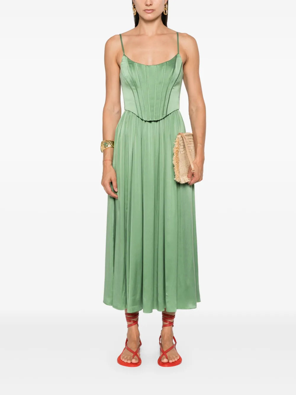 Silk Corset Midi Dress