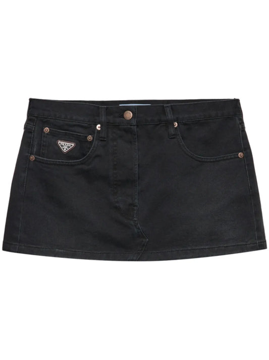 Low-Rise Denim Mini-Skirt