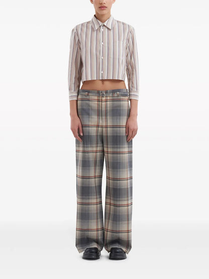 Belted Check-Print Trousers