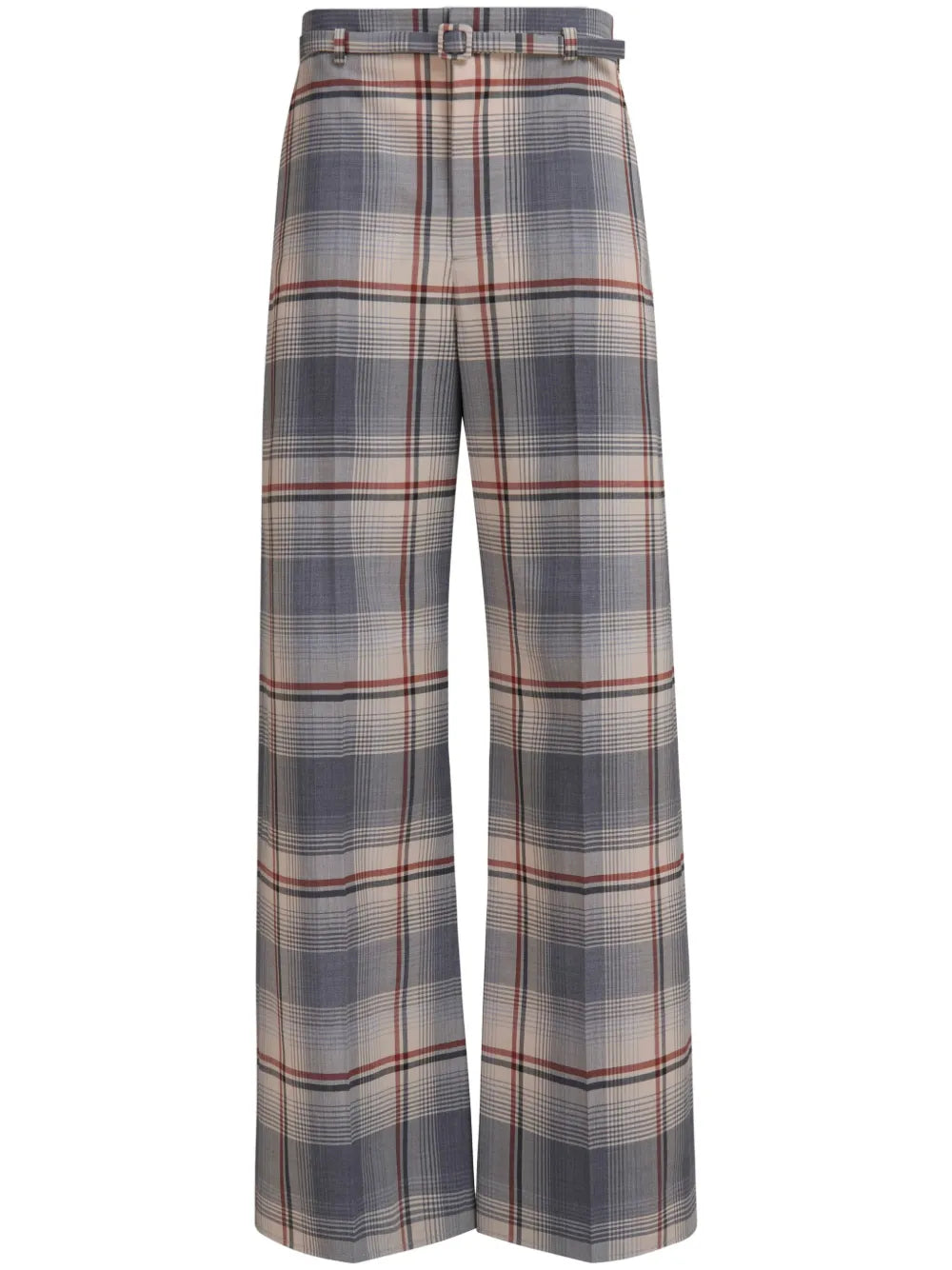 Belted Check-Print Trousers