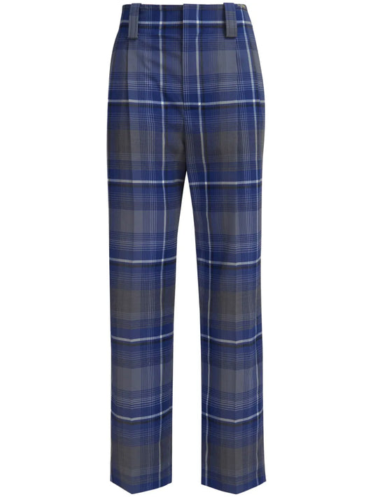 Check-Print Tailored Trousers