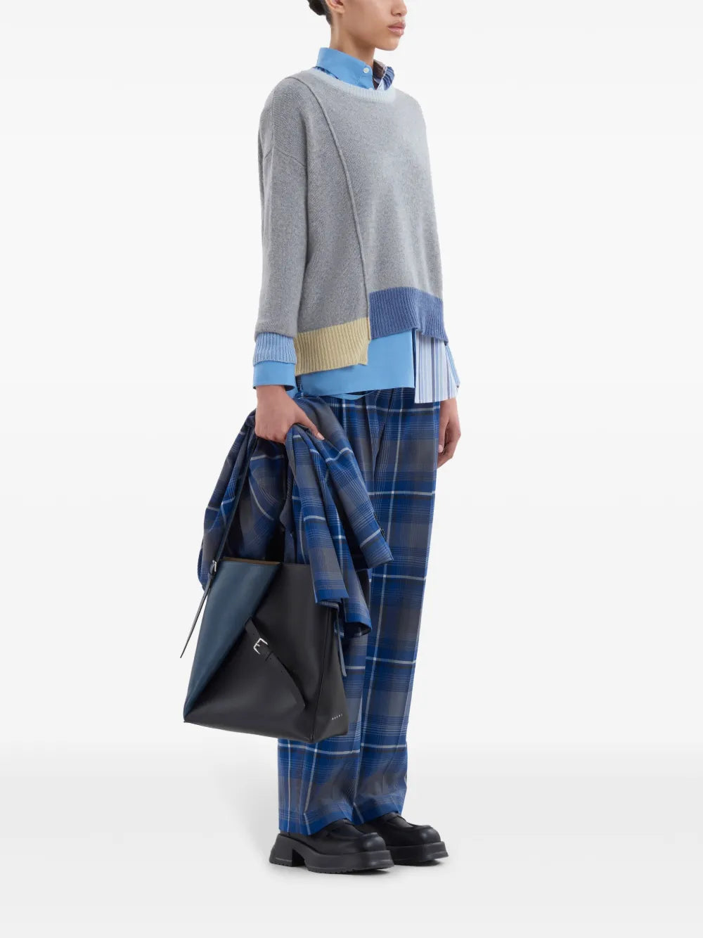 Check-Print Tailored Trousers