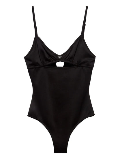 Triangle-Logo Cut-Out Swimsuit