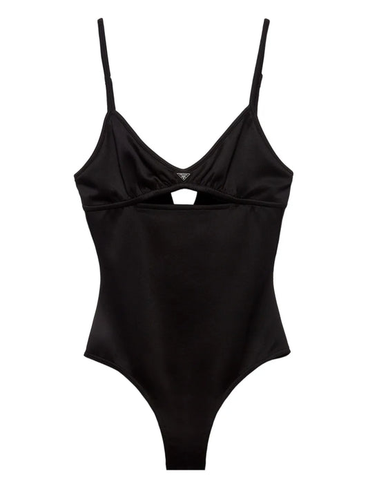 Triangle-Logo Cut-Out Swimsuit