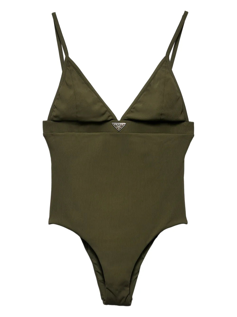 Logo-Triangle Fine-Ribbed Swimsuit