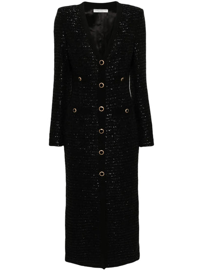 Sequin-Embellished Tweed Midi Dress
