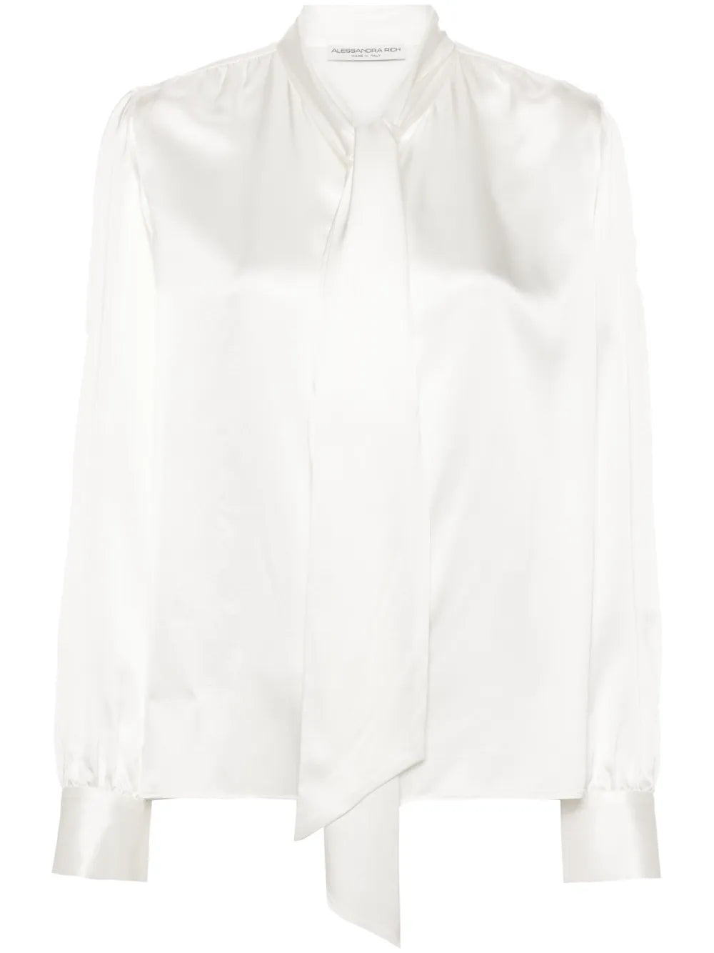 Pussy-Bow Collar Silk Blouse