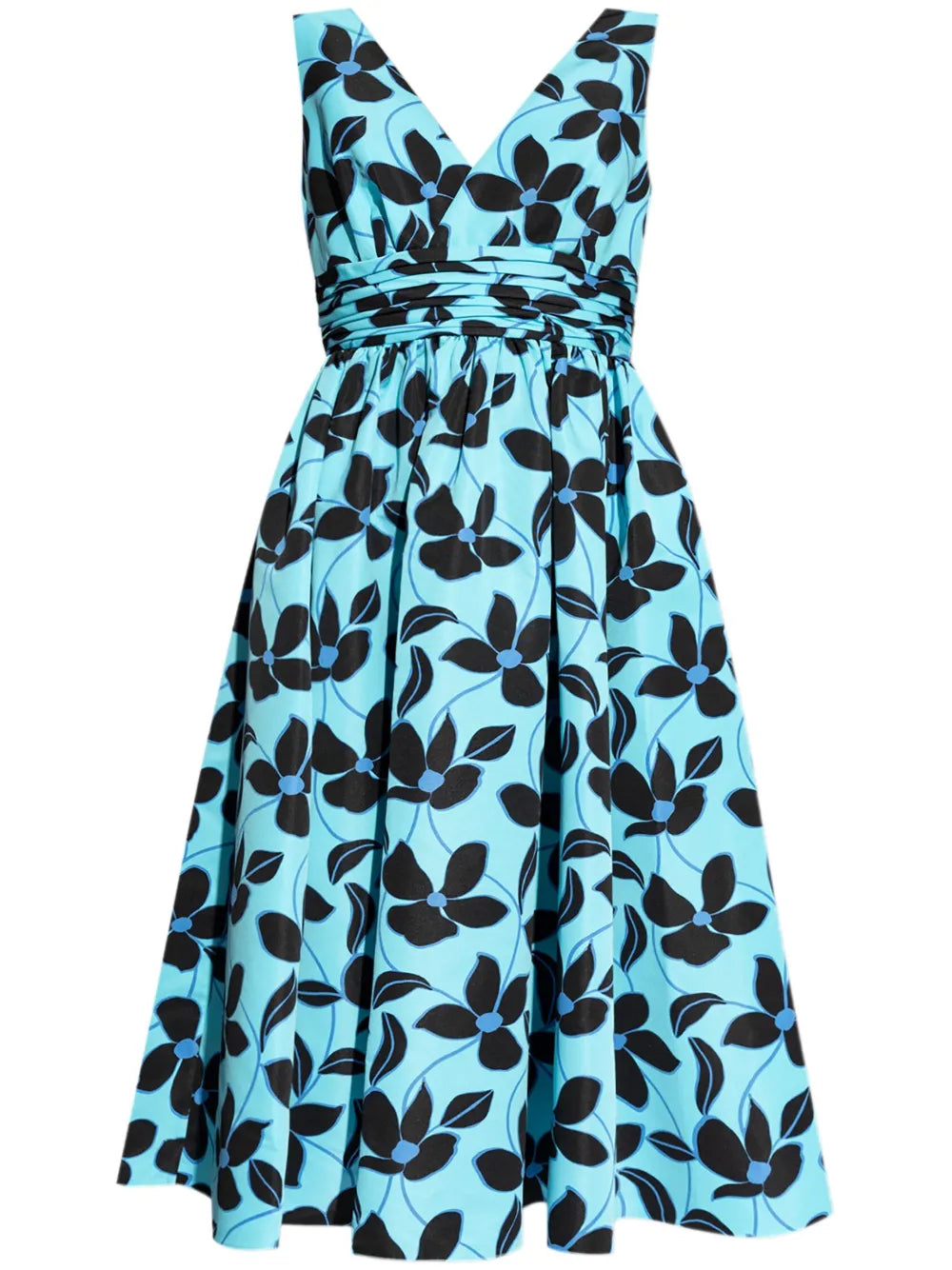 Floral-Print V-Neck Midi Dress