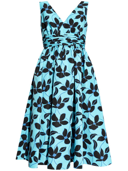 Floral-Print V-Neck Midi Dress