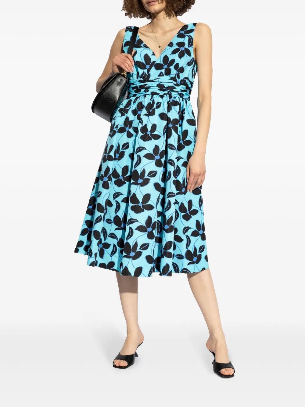 Floral-Print V-Neck Midi Dress