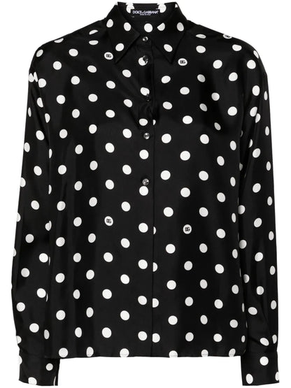 Polka-Dot Silk Shirt